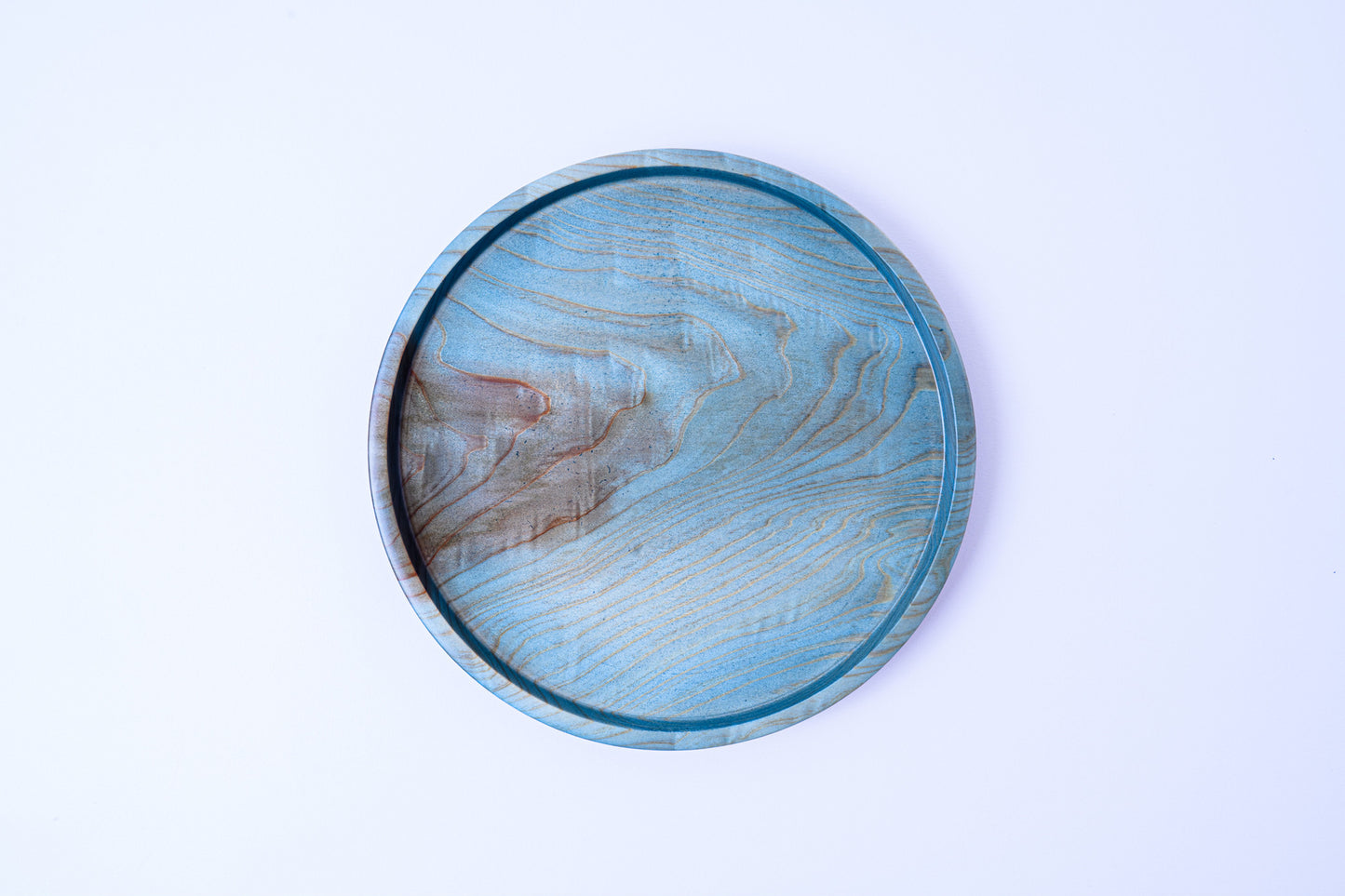 【舞工房】藍舞皿 薄染め 天然杉18cm