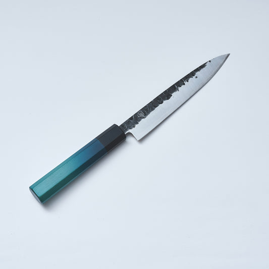 【藍包丁】 黒打ステンレス槌目３本セット（ペティ・三徳・牛刀21cm）特典付き