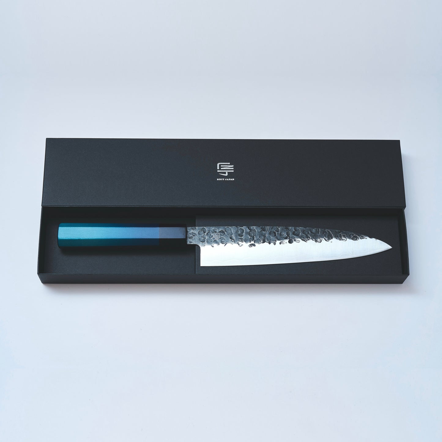 【藍包丁】 黒打ステンレス槌目３本セット（ペティ・三徳・牛刀21cm）特典付き