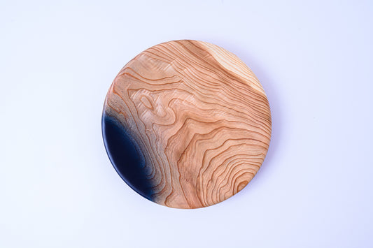 [Mai Kobo] Ai Mai plate partially dyed natural cedar 20cm
