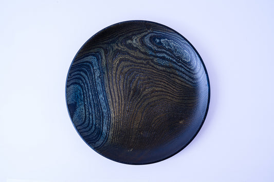 【舞工房】藍舞皿 濃染め 天然欅30cm