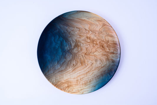 【舞工房】藍舞皿 二部染め 天然杉30cm